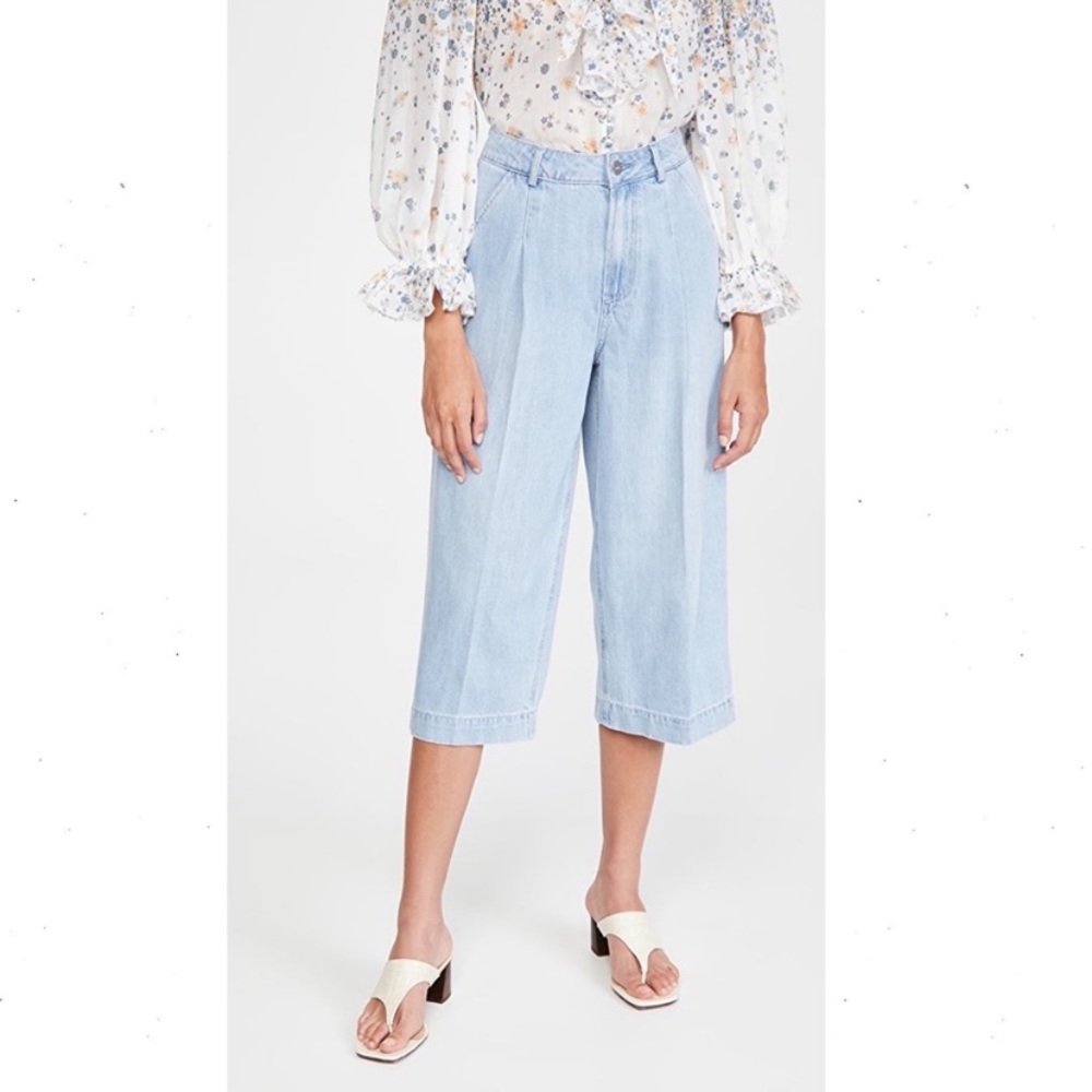 PAIGE Denim Clarice Culotte Jeans Light Fauna Wash Size 29 Cropped Wide Leg